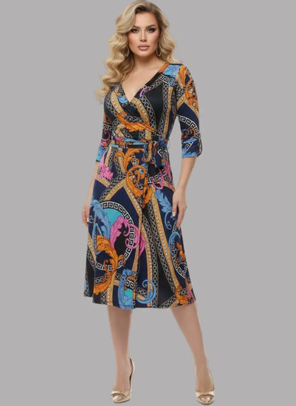 Vestido para reuniones o cenas con estampado de lujo