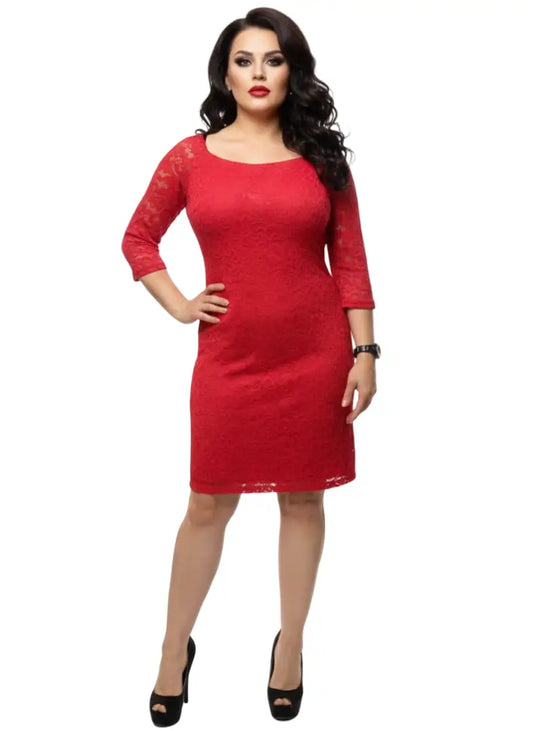 Vestido rojo de encaje para mujer
