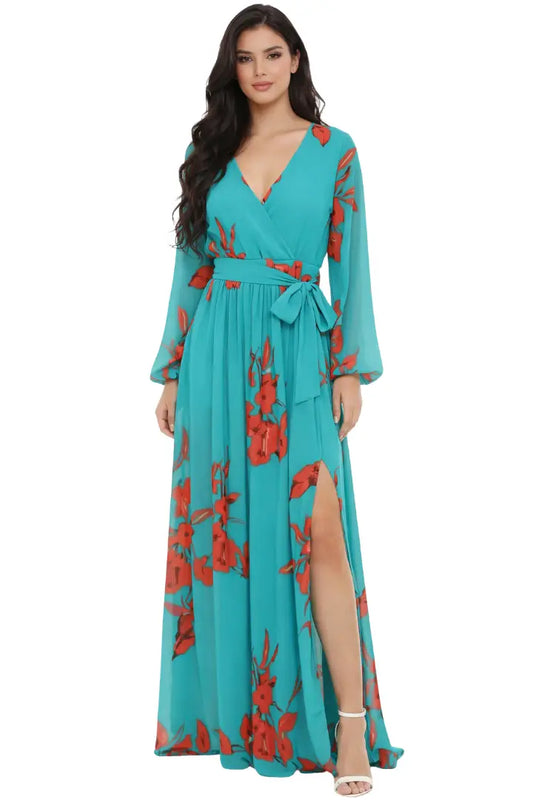 Vestido turquesa estampado - Ref: HD3004-280