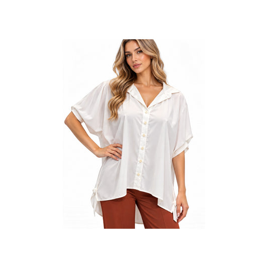 BLUSON CAMISERO M/C AZUL-BLANCO    L