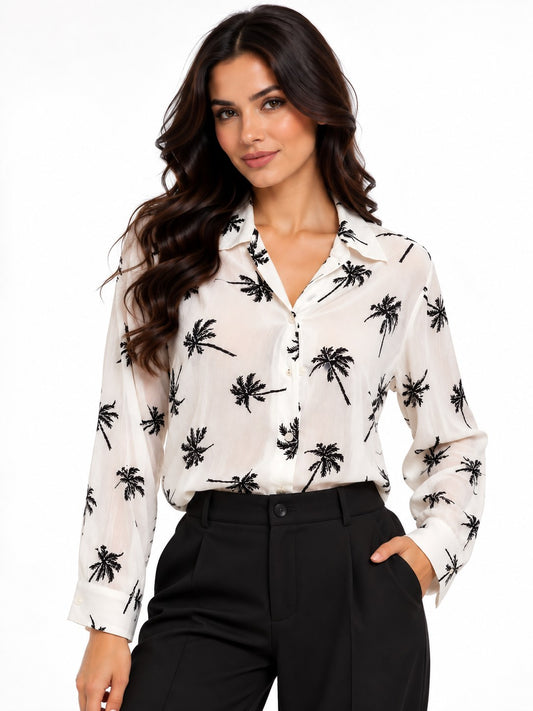 CAMISERA ESTAMPADA PALMAS BLANCA   XL