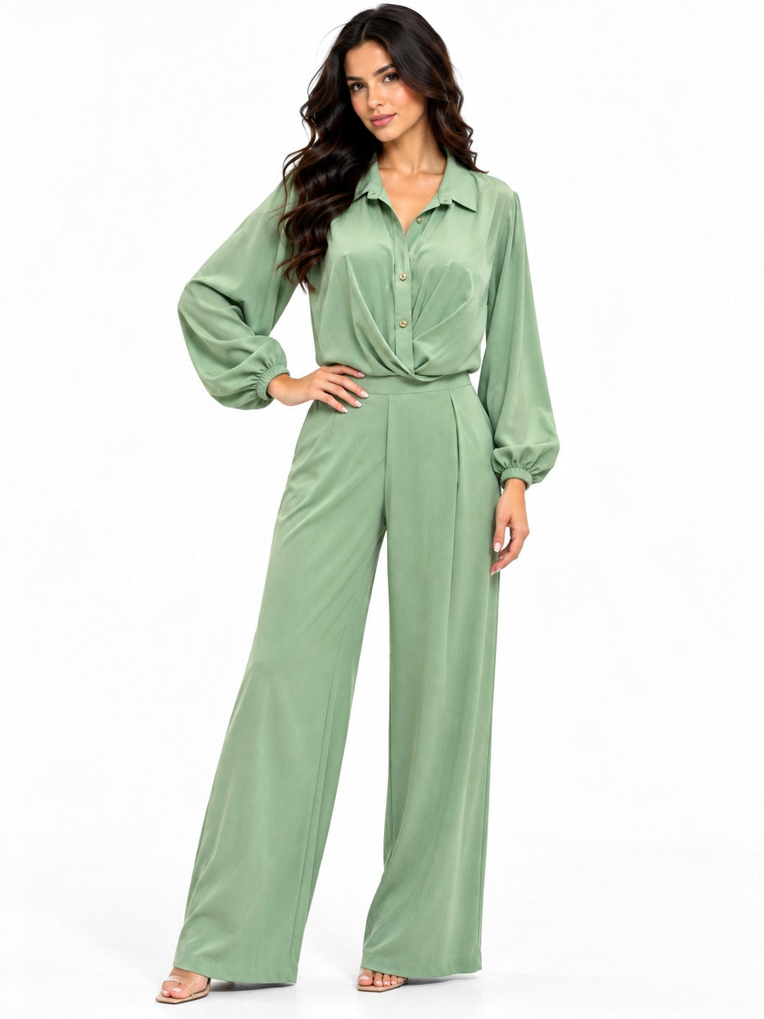 CASUAL ENTERIZO M/L CUELLO  VERDE  L