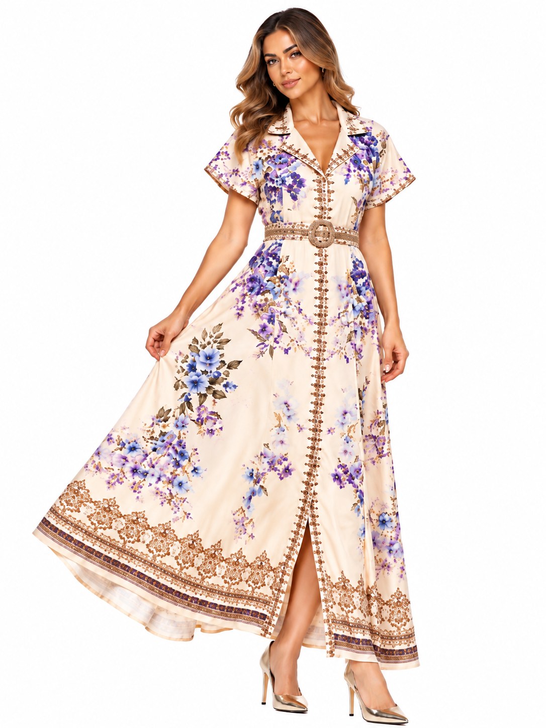 CASUAL VL.CORREA FLORES LILA M/C S