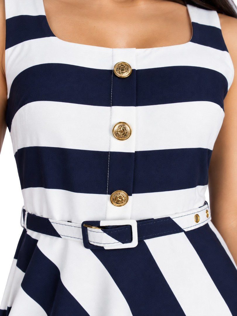CASUAL V,MIDI M/S RAYAS ROJO       M