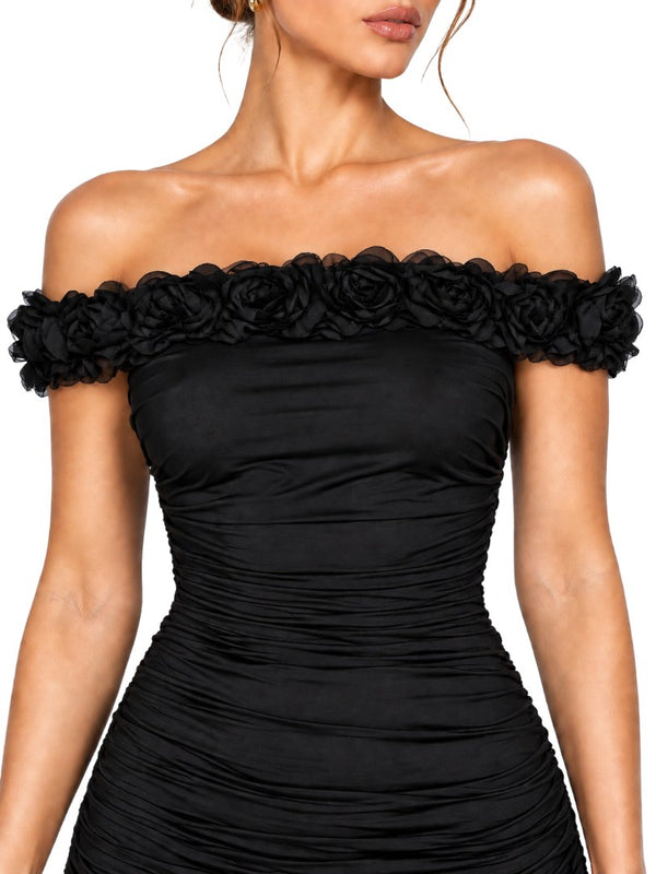 V CHANEL FLORES EN CUELLO BANDEJA NEGRO T S