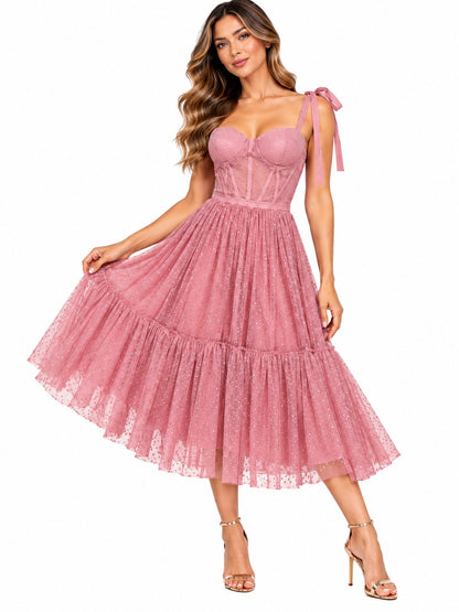 V.CHANEL TUL CORSET PUNTOS P.ROSA     S
