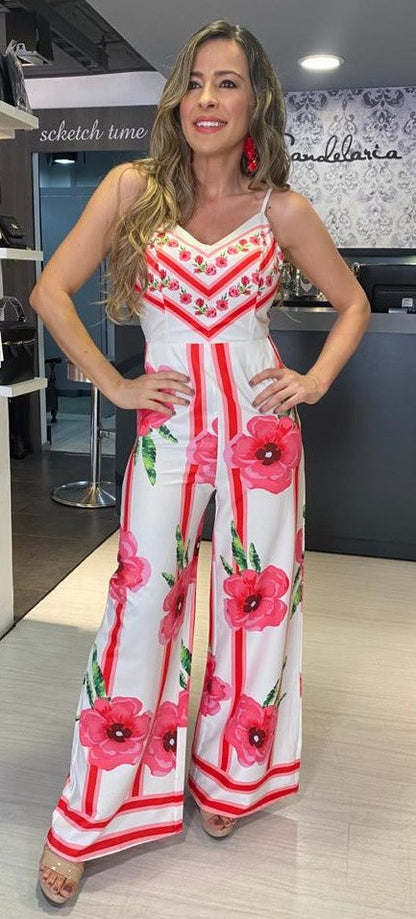 ENTERIZO FLORAL ROJO