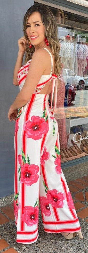 ENTERIZO FLORAL ROJO